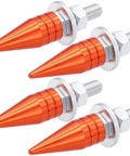 Spike License Plate Screws Kit Four Pieces Dope Anti Theft Bolts For Cars Trucks And Motorcycles Durable Stainless Steel And Aluminum Alloy Orange Finish For Secure Mounting And Sick Bold Look