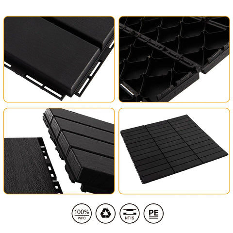 Interlocking Deck Tiles Waterproof Outdoor Flooring 12x12 Inches Gray 27 Piece Set For Patio Garden Deck Poolside