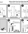 Instructions for No Hole Stairway Baby Gate Mounting Kit Fits Posts From Two And Three Quarters Inches To Three And A Half Inches Wide