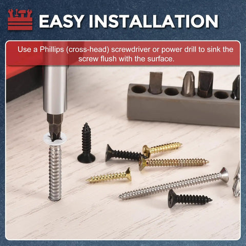 225 Piece Wood Screws Set With Phillips Flat Head Countersunk Self Tapping For Wood Sizes Six And Eight Half Inch To Two And A Half Inch Carbon Steel Black Finish Heavy Duty Kit For Carpentry Furniture And Deck Projects with screws and drill bit