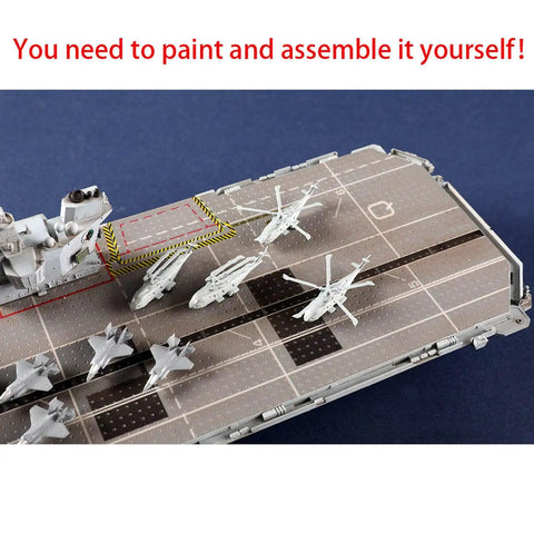 Killer Detail Queen Elizabeth Aircraft Carrier Plastic Model Kit 1 700 Scale 380 Plus Pieces Static Assembly with unpainted aircraft on deck.