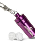 Dope Concert And Festival Ear Plugs With High Fidelity Sound Filters Clear Discreet Design Up To 18dB Noise Reduction, purple case, white plugs