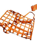 Heavy Duty Cargo Lifting Net With Tear Resistant Nylon Hoisting Sling for loading and unloading shown in orange with folded strap detail