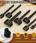7 Piece Leather Punch Set 15mm To 45mm Corner And Half Round Holes Kit For Belts Wallets And Bags with durable steel heads