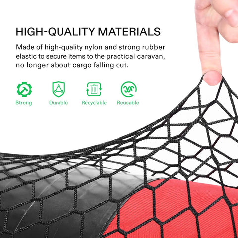 Heavy Duty Nylon Cargo Net For Garden And Folding Wagons Measures 36 By 30 Inches Black Elastic Mesh Keeps Your Haul Locked Down Tight With Zippered Stuff Sack For Beach Cart Truck Bed And Utility Trolley