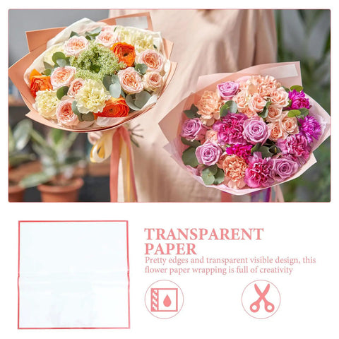 Red Flower Wrapping Paper For Bouquets 20 Sheets BOPP Flower Bouquet Packaging with colorful floral arrangements