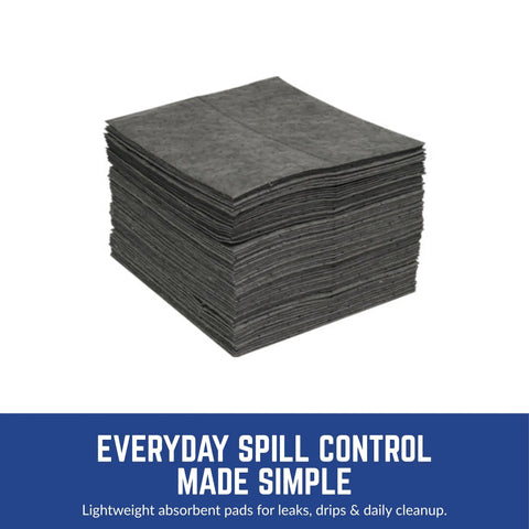 No Sweat Universal Absorbent Pads For Cleaning Up Everyday Oil Water And Solvent Spills In Garages And Workshops Includes 200 Tough Dimple Bonded Cleanup Sheets Sized At 16 By 18 Inches