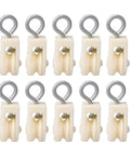 10 Pack White Nylon Hanging Pulleys With Stainless Steel Adjustable Hooks For Home Gym Pulley Systems, DIY Projects, Clothesline, Lifting And Warehouse Use, Versatile Rope And Cable Pulley Gear, set of 10