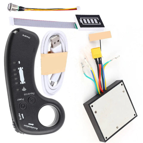 Electric Skateboard Dual Drive ESC Replacement with Remote Control showing cables and components for easy install