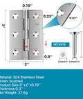 Stainless Steel 3 Inch Folding Hinges Set For Furniture Doors Windows Lids And Wooden Boxes Chest Pack Of 4 Tough As Nails Heavy Duty Hinges For DIY Projects And Home Renovations with dimensions, screws, and material details shown.