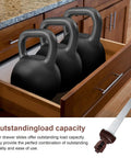 Heavy Duty Bottom Mount Drawer Slides For Bulletproof Zero Resistance Glide No Sweat Setup For Stuck Dressers Cabinets And Nightstands T1408 Compatible with kettlebells in wooden drawer.