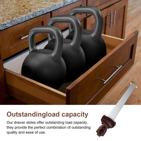 Heavy Duty Bottom Mount Drawer Slides For Bulletproof Zero Resistance Glide No Sweat Setup For Stuck Dressers Cabinets And Nightstands T1408 Compatible with kettlebells in wooden drawer.