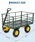 Heavy Duty 4 In 1 Steel Garden Cart Workhorse With 1500 Lb Capacity And 13 Inch All Terrain Wheels Removable Mesh Sides