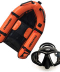 Inflatable Scuba Boat Float For Diving And Spearfishing With Dive Flag, Three Air Chambers, Heavy Duty PVC, Bonus Free Low Profile Black Mask