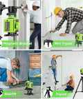 360 Degree Self Leveling Laser Level With Tripod For Construction And Renovation, in various setups and uses.
