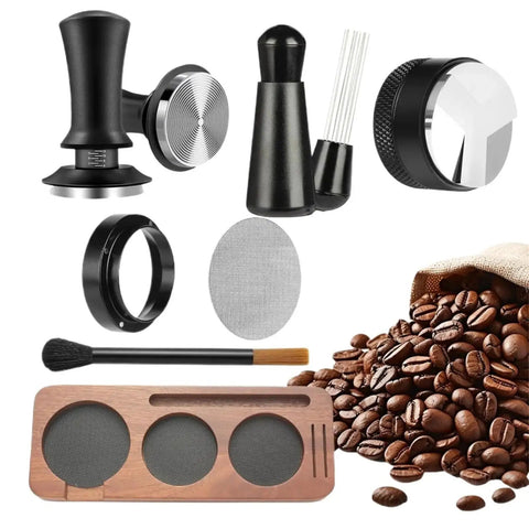Crank Out Shop Quality Espresso Shots With This Premium 51Mm Tamper Set Including Seven Essential Tools A Smart Distribution Wand And Soft Counter Pad For Home Brewers.