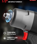 Close-up of No-Sense Real Deal Heavy Duty 1/2 Inch Drive Air Impact Wrench with 1400 Ft Lbs torque for auto repair.