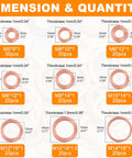 Copper flat sealing washers assortment kit, 200pcs in 9 sizes (M5–M14) for oil seals and fittings