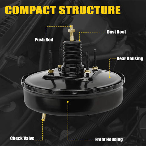 Heavy Duty Vacuum Power Brake Booster For Chevy Silverado 1500 And Cadillac Escalade showing compact structure and components details.