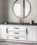 Bathroom vanity with 10 Pack Black Cabinet Handles 6-1/4 Inch Long Modern Drawer Pulls For Cabinets, sleek black finish.