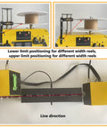 High Precision 3D Print Filament Extruder With Auto Coil Winder And 400C Max Heat For 1.75Mm Plastic Recycling And Automatic Spooling showing limit positioning for reel sizes.