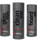 Complete Guitar Care Kit And Clean Polish Set With Fretboard Conditioner Three Premium Microfiber Cloths Zero Grease Formula includes gloss max and clean axe bottles.