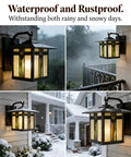 Vintage Tiffany Style Outdoor Wall Light With Stained Glass Shade For Hallways And Balcony Vibe Classic Exterior Wall Sconce Lighting E27 Socket 110V 23 By 28 By 20 Cm installed on house exterior during snowfall and rain