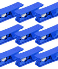 Nine Piece PTFE Tubing Cutter Set For Nylon PVC PU Tubing And Hose Up To Three Quarters Inch OD, blue handles, compact design