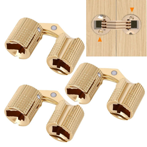Polished Brass Hidden Cabinet Hinges 10 Pack M10x22mm 180 Degree Concealed for Jewelry Box and Small Furniture Craft