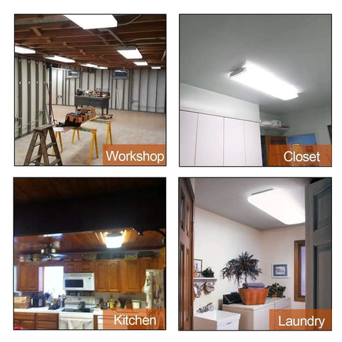 2Ft LED Wraparound Flush Mount Ceiling Light 20W 2400 Lumens 4000K Neutral White Energy Saving Long Life Fixture in various rooms