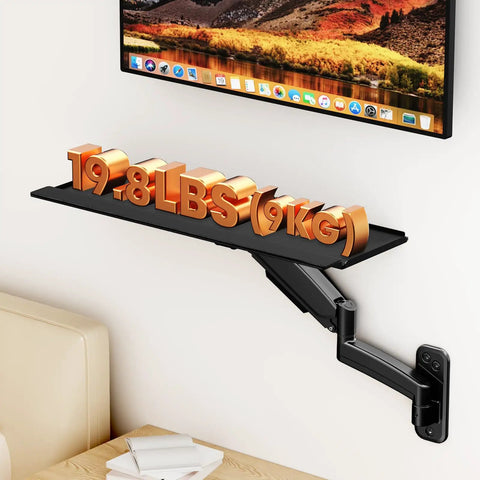 Sleek Wall Mounted Keyboard Tray 26 Inch Heavy Duty Steel Platform With Dedicated Mouse Nook showing 19.8 lbs capacity.