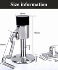 Heavy Duty Stainless Steel Door Stopper With Hook And Rubber Bumper, Wall And Floor Mount Door Holder Quiet Dampening Stop, size guide shown
