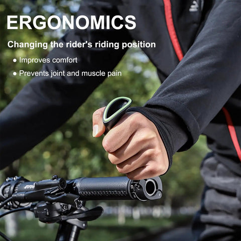 Cyclist using Dope Nylon MTB Inner Bar Ends For Mountain Bikes With Cap Pack And Wrench, Ergonomic Handlebar Ends For Cycling.