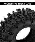 Close-up of 36x14mm 0.7 Inch Swamp Claw RC Tires for 1/30 Axial SCX30 with aggressive tread lugs and S5 compound