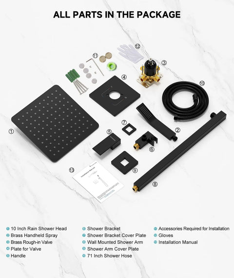 10 Inch Square Rainfall Shower System Matte Black Valve Trim Kit Made From Solid 304 Stainless Steel A Total Game Changer Knocking Your Socks Off With Luxury Spa Vibes And Hassle Free Setup For Serious Bathroom Upgrades