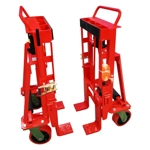 Red Economical Heavy Duty Hydraulic Machinery And Equipment Mover with Adjustable Forks, 12000 lb capacity, polyurethane wheels