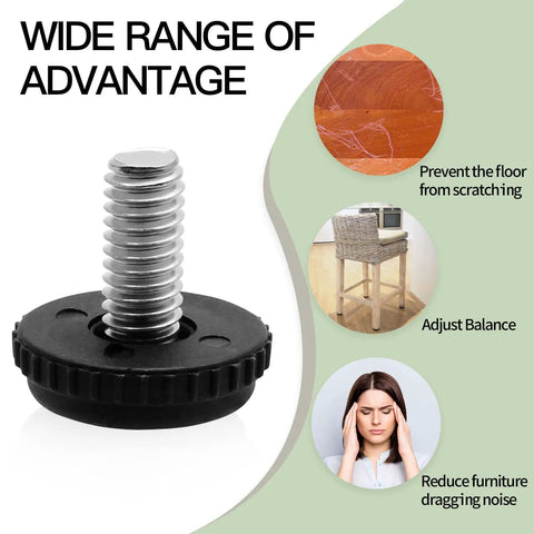 Beefy Stainless Steel Furniture Leveling Feet 5/16-18 Thread Adjustable Outdoor Levelers showing advantages like scratch prevention.