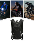 All Day Hydration Pack Backpack With Reflective Strips And Lightweight Nylon Reservoir, used by cyclists and motorcyclist