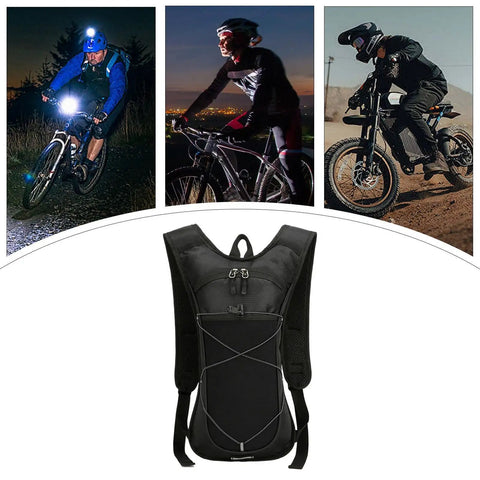 All Day Hydration Pack Backpack With Reflective Strips And Lightweight Nylon Reservoir, used by cyclists and motorcyclist