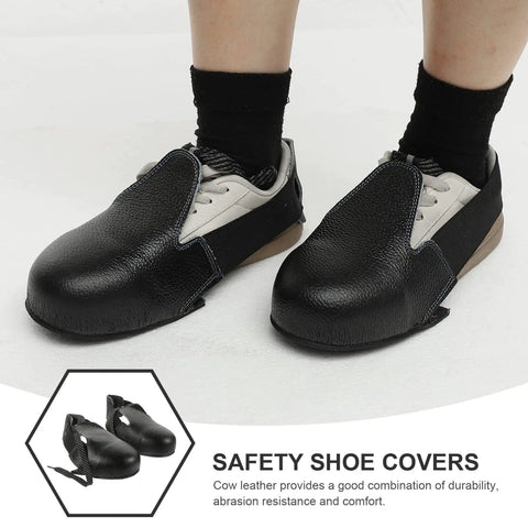 Heavy Duty Leather Steel Toe Overshoes For Work Boots With Adjustable Strap Built Tough Slip Resistant Sole Size 5 To 12 US