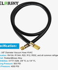 Gelriuny 3/8- to 1/4-inch vacuum hose with brass fittings, 5 ft, 800 PSI working pressure front view