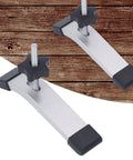 Heavy Duty T Track Hold Down Clamps Made Of Aluminum For Woodworking Jigs To Secure Workpieces On CNC Router Table Saw And Drill Press With M8 Thread 6.3 Inch Long Grip For Pros shown in detail on wood surface.