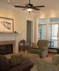 Living room with ceiling fan displaying Maestro Fan Control And Light Dimmer For Dimmable LEDs Incandescent And Halogen Bulbs