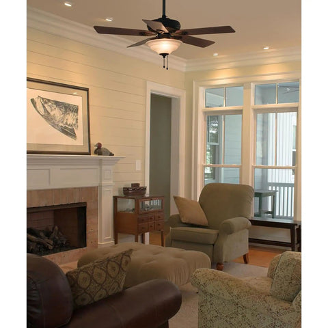 Living room with ceiling fan displaying Maestro Fan Control And Light Dimmer For Dimmable LEDs Incandescent And Halogen Bulbs
