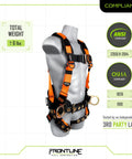 Worksite Ready Full Body Safety Harness For Construction With Five Point Adjustability, Tongue Buckle Leg Straps, Dual Color