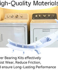 Dryer Drum Bearing Kit For Most Home Dryers, Quiet Replacement That Ends Squeaking And Grinding, Stops Black Marks From Worn Bearings And Slides, Easy DIY Install, Restores Quiet, Smooth, Efficient Drying Performance, white plastic dryer bearing slide