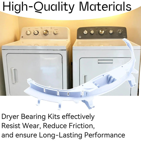 Dryer Drum Bearing Kit For Most Home Dryers, Quiet Replacement That Ends Squeaking And Grinding, Stops Black Marks From Worn Bearings And Slides, Easy DIY Install, Restores Quiet, Smooth, Efficient Drying Performance, white plastic dryer bearing slide