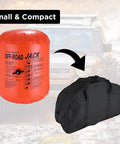 BotaBay 4 Ton Off-Road Air Jack With 8800 Lbs Capacity Inflatable Soft Jack next to a compact carry bag for easy transport.