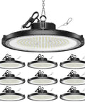 UFO LED High Bay Light 10 Pack 150W 5000K Daylight 22500LM Crazy Bright Waterproof IP65 Shop Lights With 5ft Cable