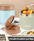 Kids 15.2oz Vacuum Insulated Food Jar With 316 Stainless Interior, Leakproof Wide Mouth Lunch Container And Foldable Spoon